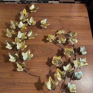 Vintage Home Interiors Metal Leaf Wall Garland - Gold Leaf Vine Decor